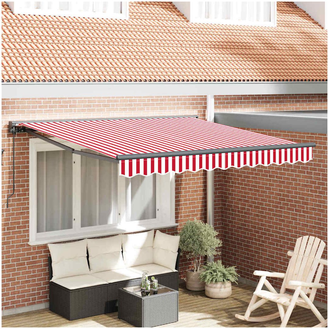 Utfällbar markis Röd och vit rand vidaXL 300x250 cm