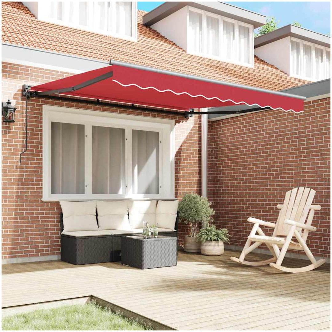 Utfällbar markis Röd Polyester vidaXL 300x250 cm – bild 3