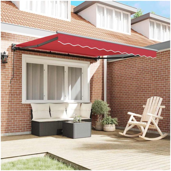 Utfällbar markis Röd Tyg vidaXL 350x250 cm – bild 3