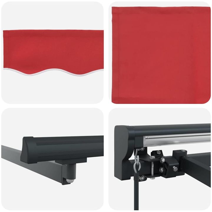 Utfällbar markis Röd Tyg vidaXL 350x250 cm – bild 8