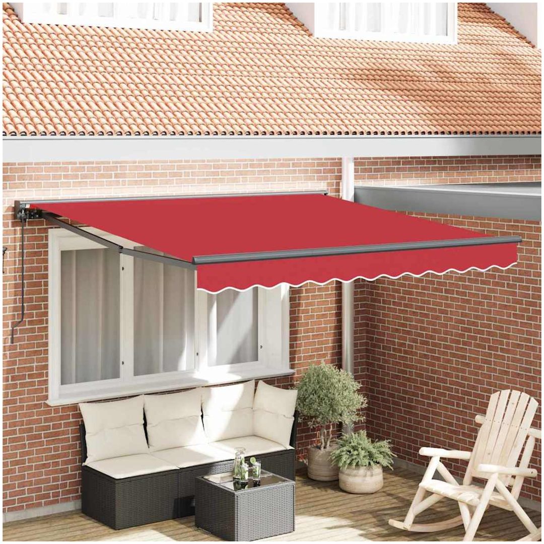 Utfällbar markis Röd Tyg vidaXL 350x250 cm