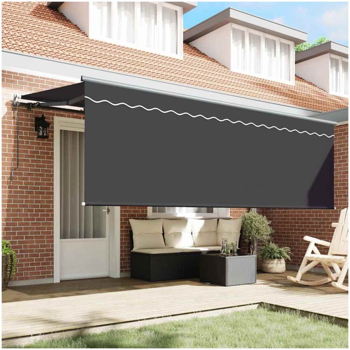 Utfällbar markis Svart Polyester, aluminium vidaXL Large – bild 3