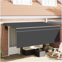 Utfällbar markis Svart Polyester, aluminium vidaXL