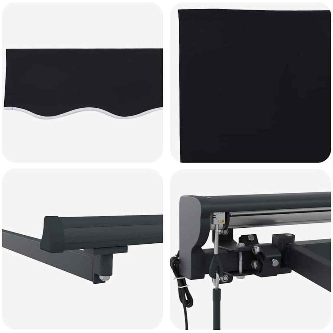Utfällbar markis Svart Polyester tyg och Metall vidaXL 300x250 cm – bild 5