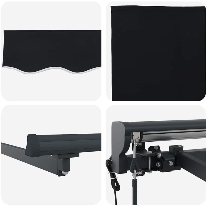 Utfällbar markis Svart Polyester tyg och Metall vidaXL 300x250 cm – bild 5