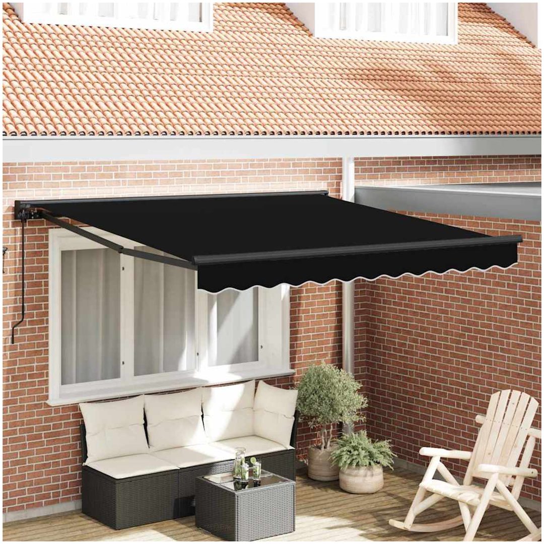 Utfällbar markis Svart Polyester vidaXL 300x250 cm
