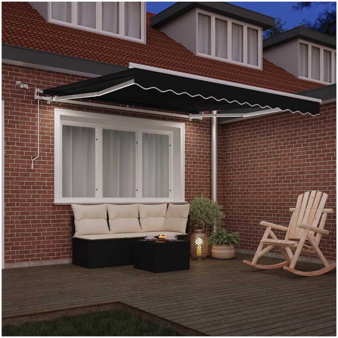 Utfällbar markis Svart Tyg och Metall vidaXL 300 x 250 cm – bild 3