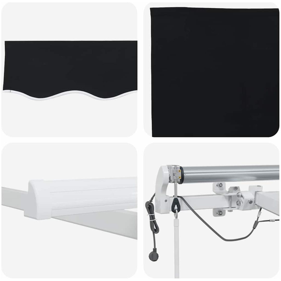 Utfällbar markis Svart Tyg och Metall vidaXL 300 x 250 cm – bild 6
