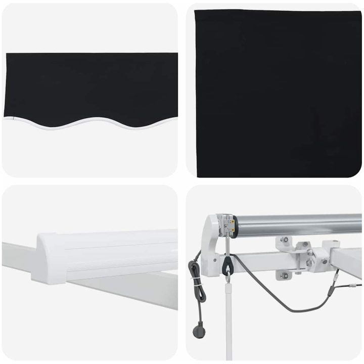 Utfällbar markis Svart Tyg och Metall vidaXL 300 x 250 cm – bild 6