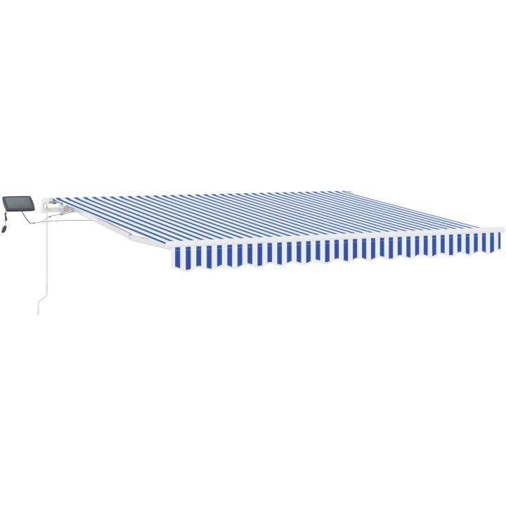 Utfällbar markis with Blå och vit Tyg och metall vidaXL 3.5 x 2.5 m – bild 2