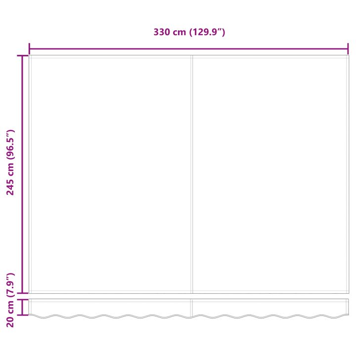 Utfällbar markis with Blå och vit Tyg och metall vidaXL 3.5 x 2.5 m – bild 11