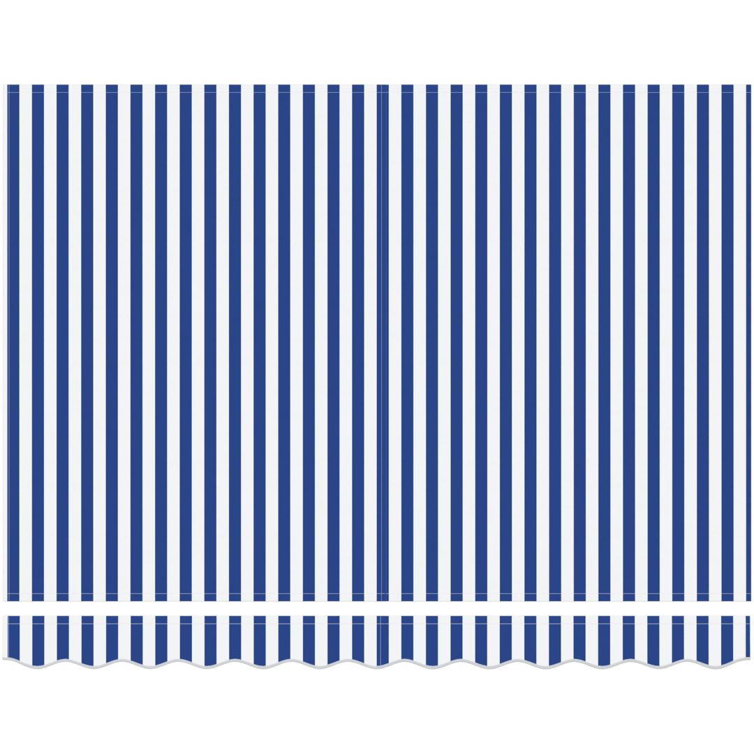 Utfällbar markis with Blå och vit Tyg och metall vidaXL 3.5 x 2.5 m – bild 6