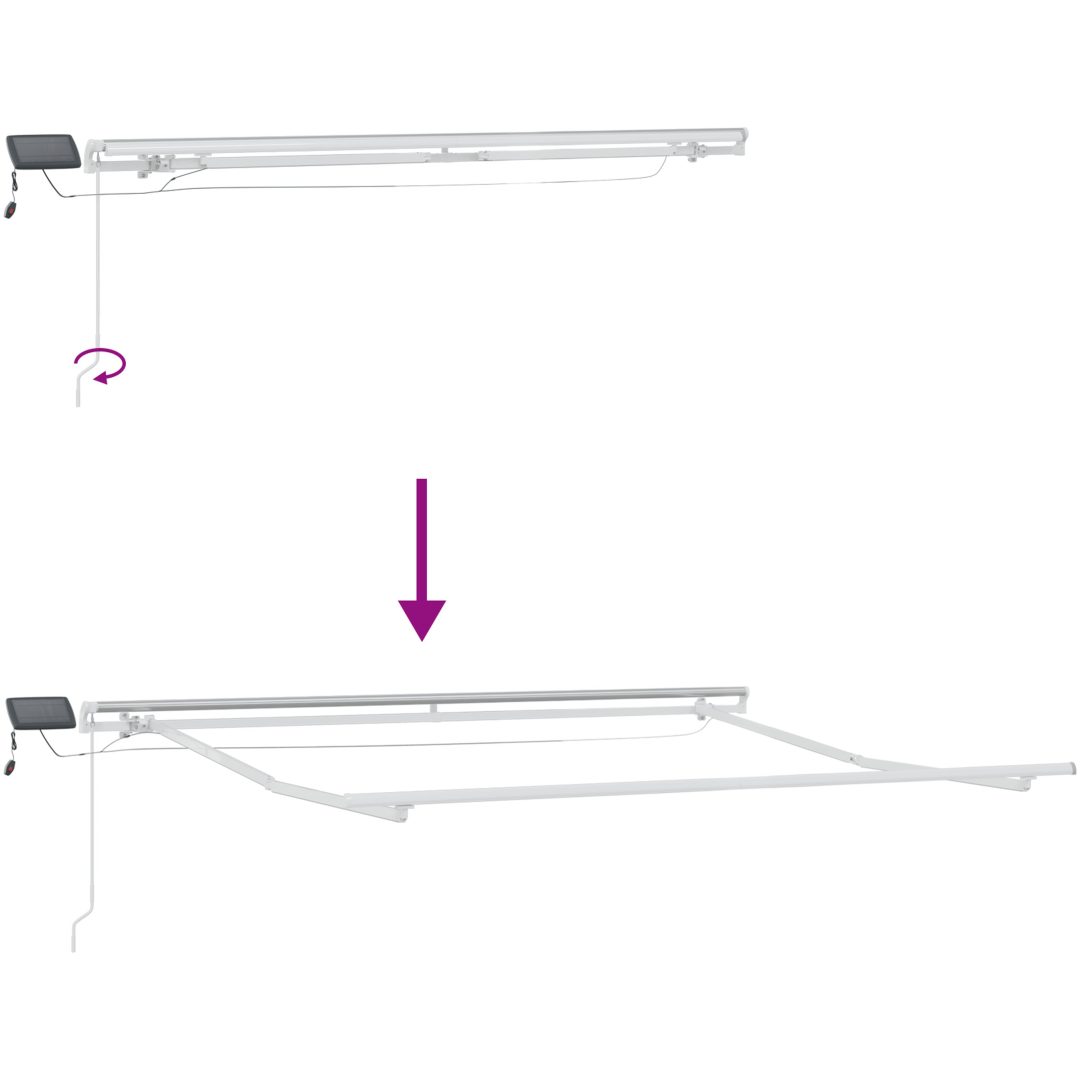 Utfällbar markis with Blå och vit Tyg och metall vidaXL 3.5 x 2.5 m – bild 10