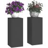 Utomhus Blomlådor Pelare 2 st Svart Stål vidaXL 24 x 24 x 55 cm – miniatyr 3