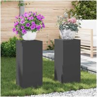 Utomhus Blomlådor Pelare 2 st Svart Stål vidaXL