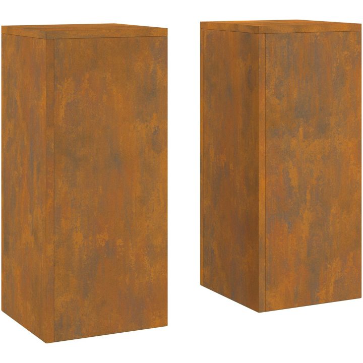 Utomhus Blomsterställ Pelare 2 st Väderbeständigt Stål vidaXL 24 x 24 x 55 cm – bild 2