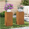 Utomhus Blomsterställ Pelare 2 st Väderbeständigt Stål vidaXL 24 x 24 x 55 cm – miniatyr 4