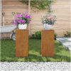Utomhus Blomsterställ Pelare 2 st Väderbeständigt Stål vidaXL 24 x 24 x 55 cm – miniatyr 1