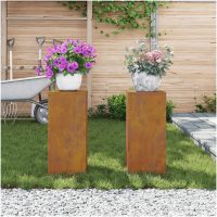 Utomhus Blomsterställ Pelare 2 st Väderbeständigt Stål vidaXL