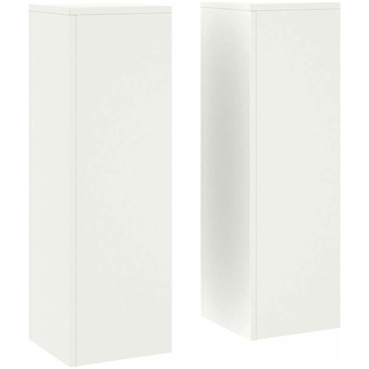 Utomhus Blomsterställ Pelare 2 st Vit Stål vidaXL 24 x 24 x 75 cm – bild 2