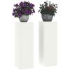 Utomhus Blomsterställ Pelare 2 st Vit Stål vidaXL 24 x 24 x 75 cm – miniatyr 3