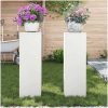 Utomhus Blomsterställ Pelare 2 st Vit Stål vidaXL 24 x 24 x 75 cm – miniatyr 4