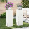 Utomhus Blomsterställ Pelare 2 st Vit Stål vidaXL 24 x 24 x 75 cm – miniatyr 1