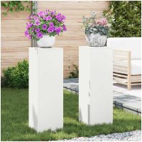 Utomhus Blomsterställ Pelare 2 st Vit Stål vidaXL
