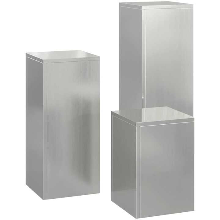 Utomhus Blomsterställ Pelare 3 st Galvaniserat Stål vidaXL 24 x 24 x 35 cm, 24 x 24 x 55 cm, 24 x 24 x 75 cm – bild 7