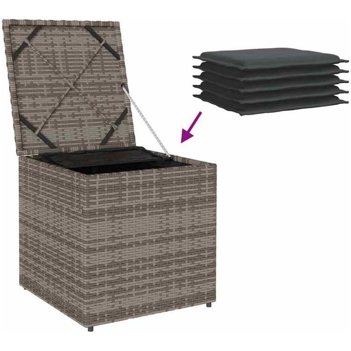 Utomhus Förvaringslåda Grå och Mörkgrå Rotting Stor Förvaring vidaXL 50 x 50 x 50 cm – bild 11