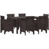 Utomhus Matgrupp 7 pcs Brun Plast Rattan vidaXL 150 x 100 x 73 cm – miniatyr 2
