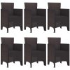 Utomhus Matgrupp 7 pcs Brun Plast Rattan vidaXL 150 x 100 x 73 cm – miniatyr 4