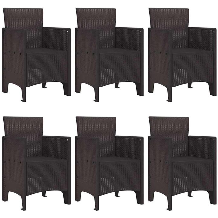 Utomhus Matgrupp 7 pcs Brun Plast Rattan vidaXL 150 x 100 x 73 cm – bild 4