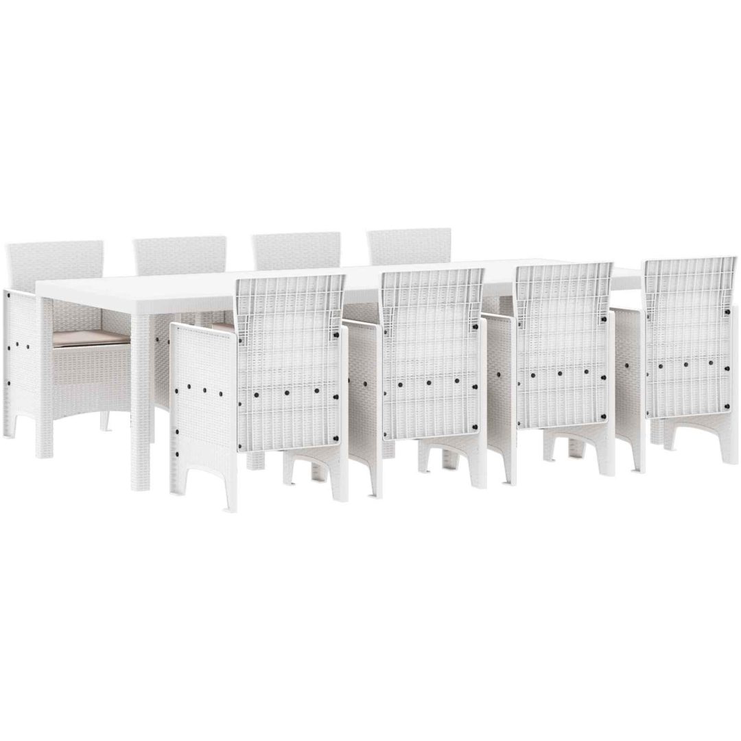 Utomhus matgrupp 9 pcs Ljusgrå Plastfletting vidaXL 250 x 100 x 73 cm – bild 2