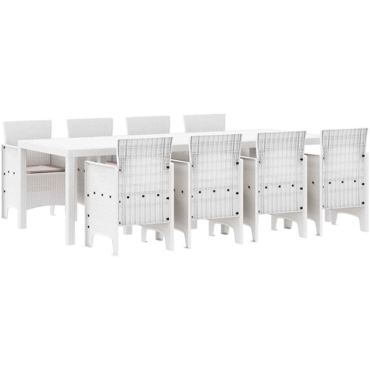 Utomhus matgrupp 9 pcs Ljusgrå Plastfletting vidaXL 250 x 100 x 73 cm – bild 2