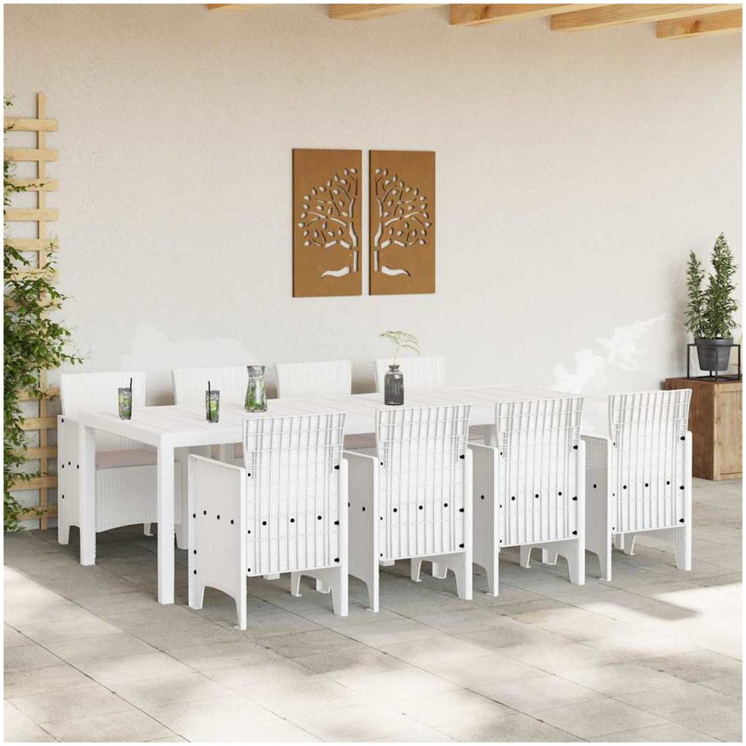 Utomhus matgrupp 9 pcs Ljusgrå Plastfletting vidaXL 250 x 100 x 73 cm – bild 3
