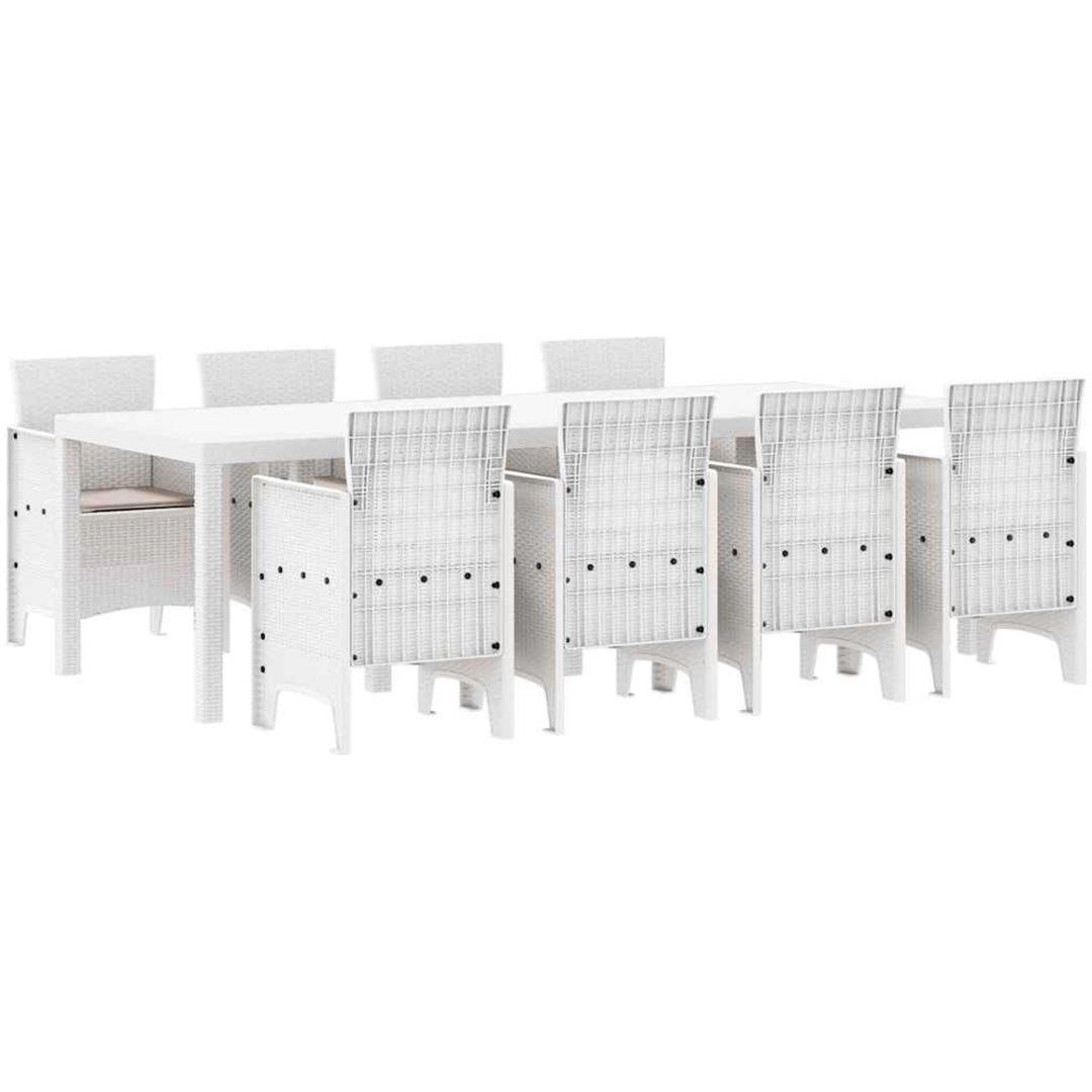 Utomhus matgrupp 9 pcs Ljusgrå Plastfletting vidaXL 250 x 100 x 73 cm – bild 4