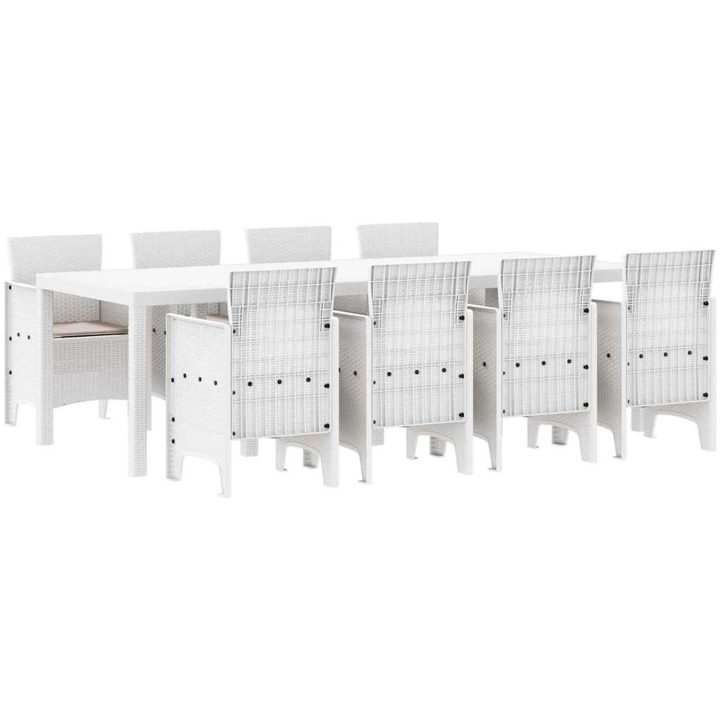 Utomhus matgrupp 9 pcs Ljusgrå Plastfletting vidaXL 250 x 100 x 73 cm – bild 4