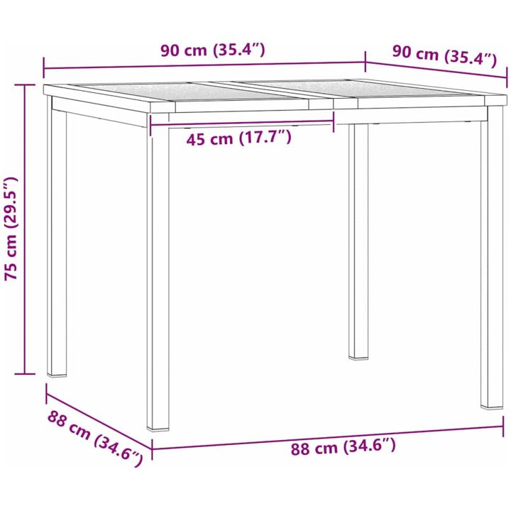 Utomhus Matsalsbord 90x90x74.5 cm i solid akaciaträ vidaXL 90 x 90 x 75 cm – bild 10