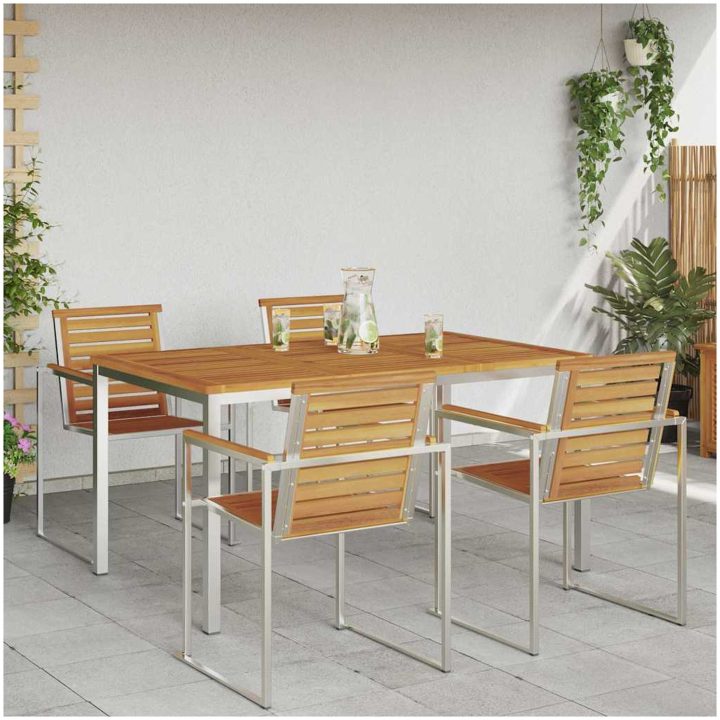 Utomhus Middagsbord 150x90x75 cm Massivt Trä Akacia vidaXL 90 x 150 x 75 cm – bild 4
