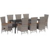 Utomhus Stolar med kudde Reclining 9 pcs Grå PE Rattan vidaXL 200 x 80 x 73 cm – miniatyr 2