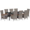 Utomhus Stolar med kudde Reclining 9 pcs Grå PE Rattan vidaXL 200 x 80 x 73 cm – miniatyr 3