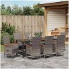 Utomhus Stolar med kudde Reclining 9 pcs Grå PE Rattan vidaXL 200 x 80 x 73 cm – miniatyr 4