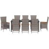 Utomhus Stolar med kudde Reclining 9 pcs Grå PE Rattan vidaXL 200 x 80 x 73 cm – miniatyr 6