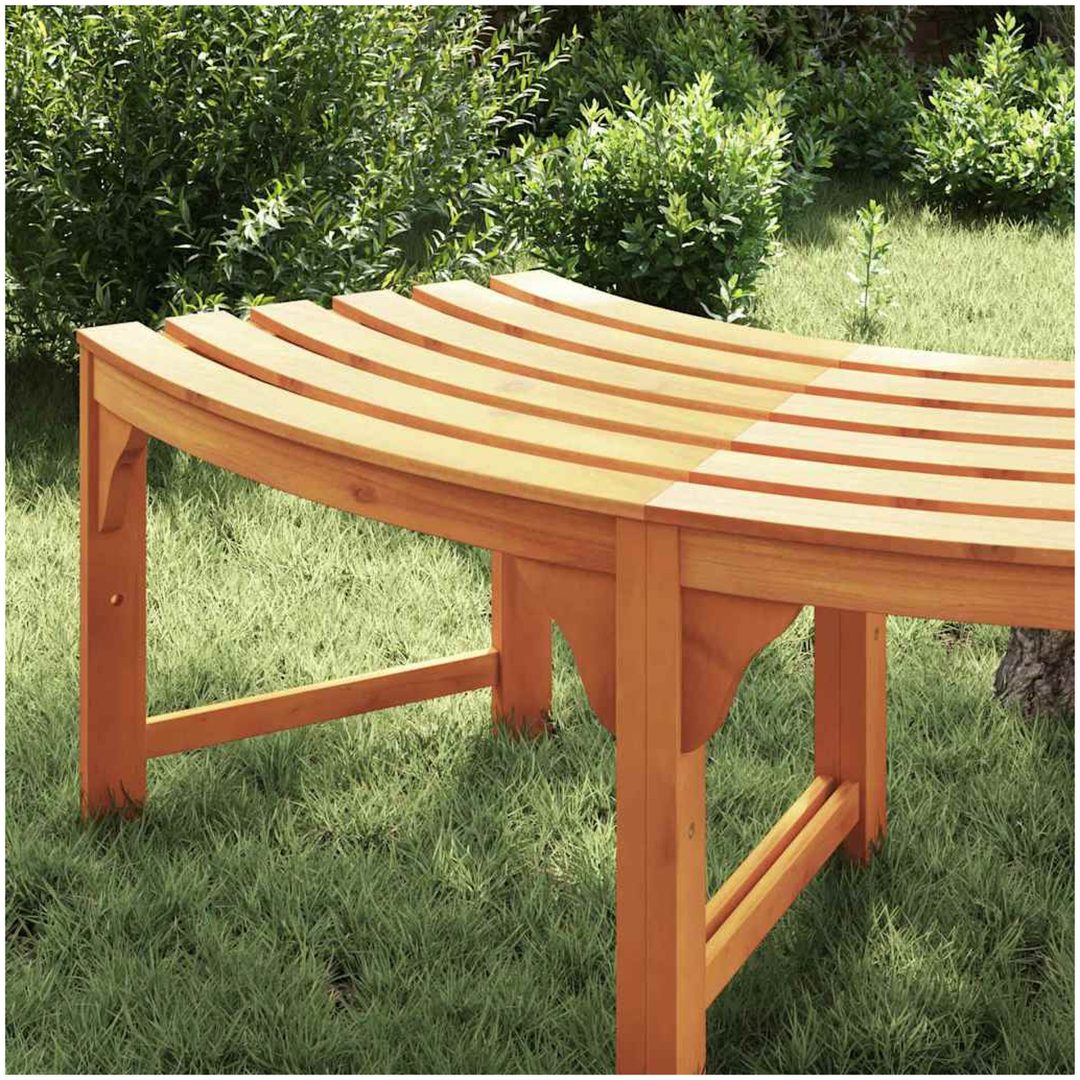 Utomhus Träbänk Halvrund 200 cm Massivt Eukalyptus vidaXL 200 x 80 x 45 cm – bild 3