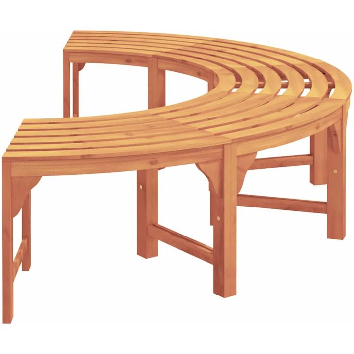 Utomhus Träbänk Halvrund 200 cm Massivt Eukalyptus vidaXL 200 x 80 x 45 cm – bild 5