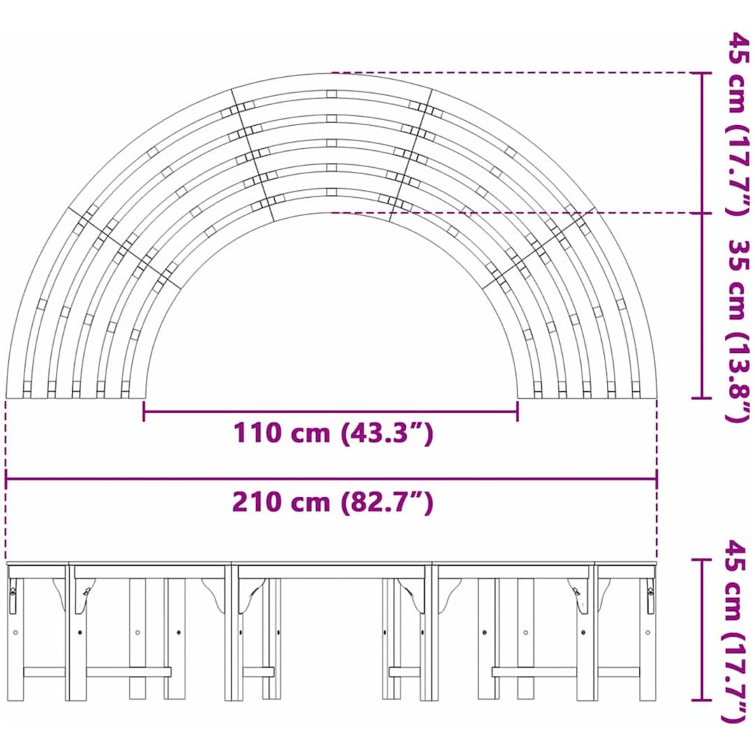 Utomhus Träbänk Halvrund 200 cm Massivt Eukalyptus vidaXL 200 x 80 x 45 cm – bild 10