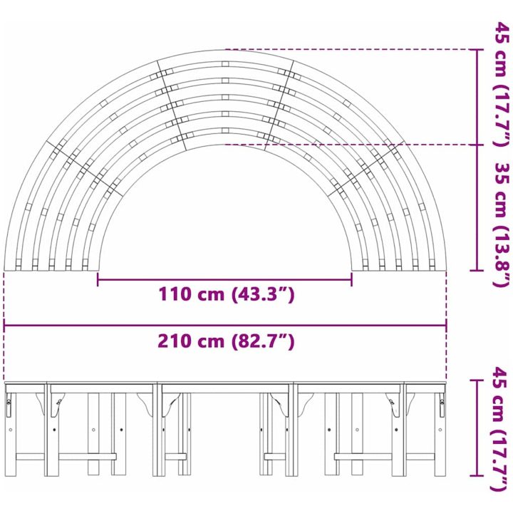 Utomhus Träbänk Halvrund 200 cm Massivt Eukalyptus vidaXL 200 x 80 x 45 cm – bild 10