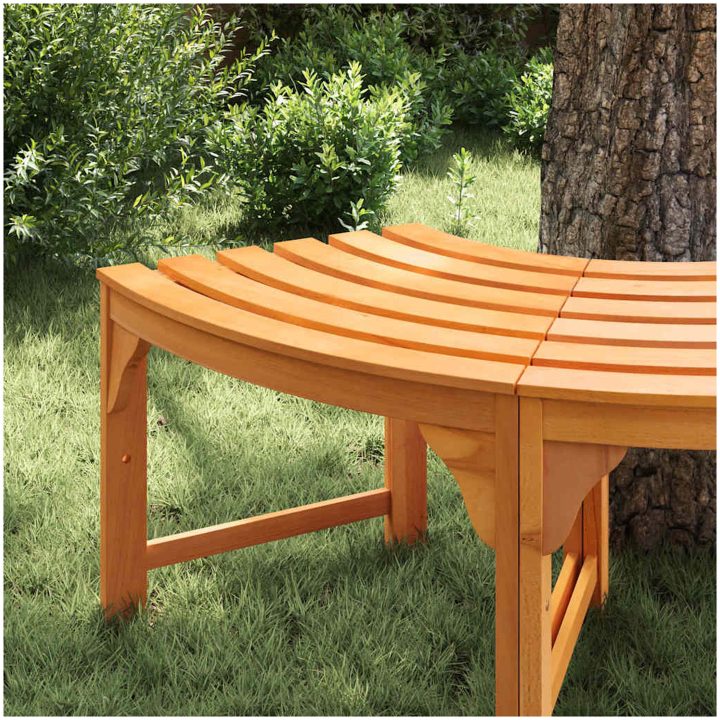 Utomhus Trädbänk Halv Rund 160 cm Solid Eucalyptus vidaXL 160 x 80 x 45 cm – bild 3