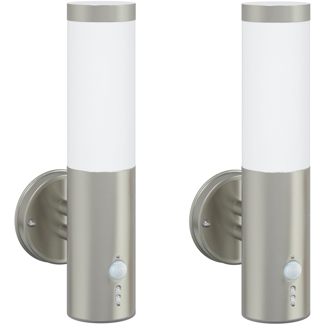 Utomhus vägglampa med sensor 2 st Silver rostfritt stål IP44 vidaXL Medium – bild 2